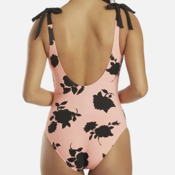 NWT! Kate Spade Shell Pink Floral Tie Shoulder One Piece Swimsuit NEW! - Picture 2 of 5
